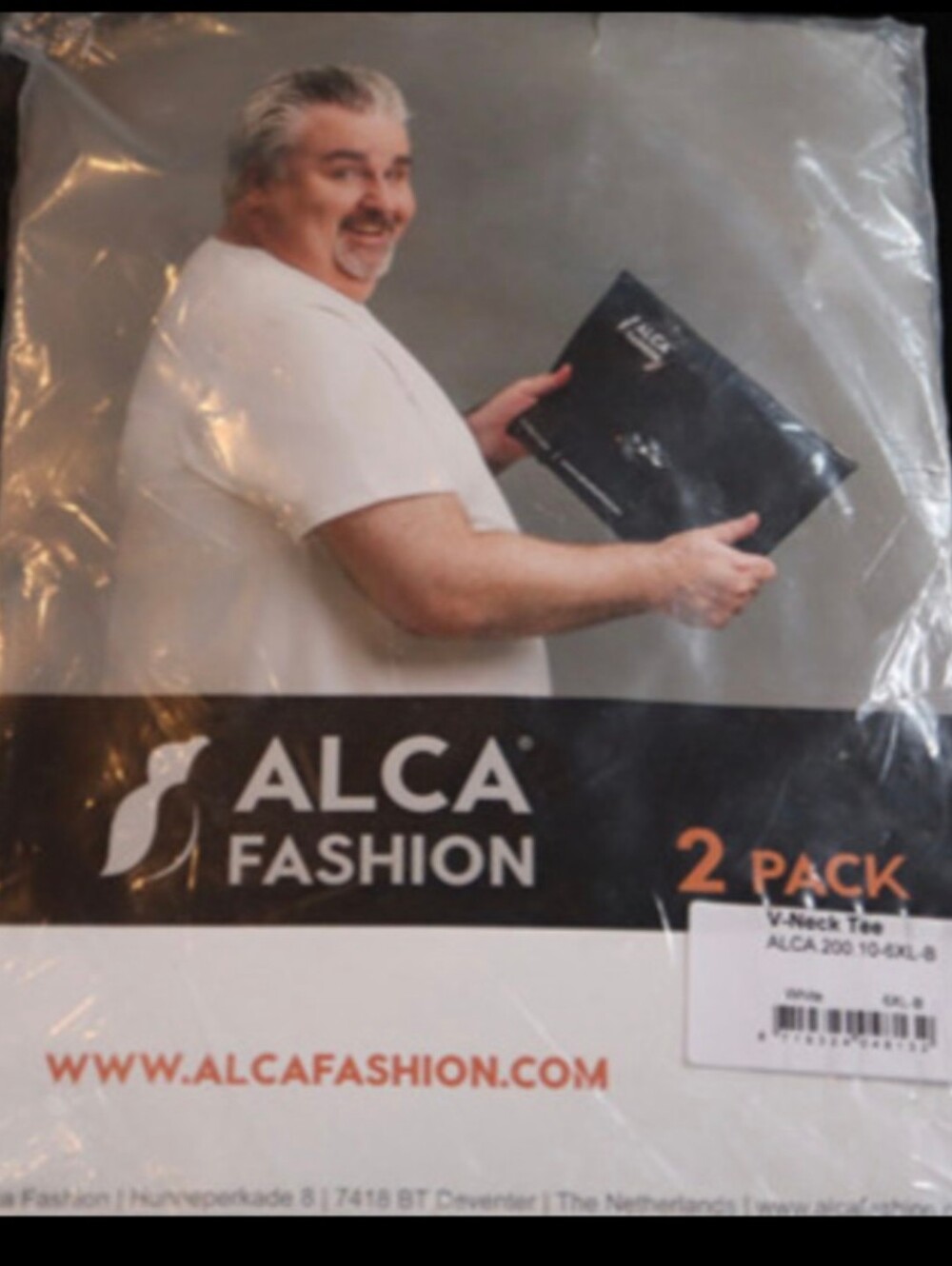 ALCA Men's Classics Big Man 6XL Big V Neck White Undershirt - 2 Pack BNWT